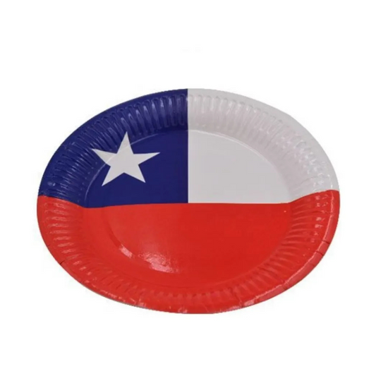 Platos Bandera Chile (10 Unidades)